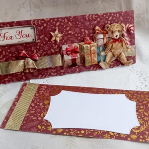 Pochette cadeau Noel ou Nouvel an fait main en format enveloppe - Plusieurs modèles à choisir