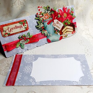 Pochette cadeau Noel ou Nouvel an fait main en format enveloppe ton bleu et blanc - Plusieurs modèles à choisir