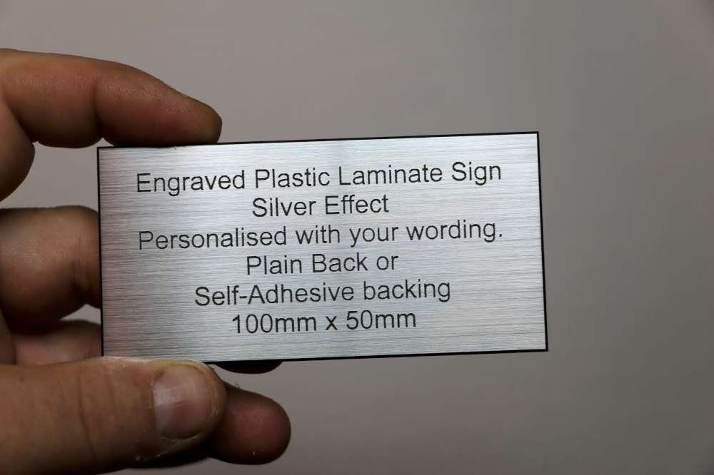 Plastic Laminate Sign Plaque Silver Effect Surface Black Text Etsy UK