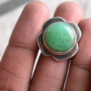 natural green chrysoprase ring,natural chrysoprase ring,925 silver ring,green chrysoprase ring,round shape ring,chrysoprase ring&#39;