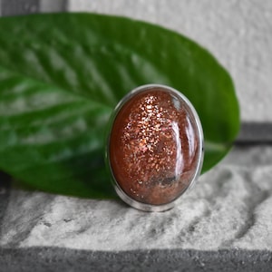 925 silver natural sunstone ring-sunstone ring-sunstone design ring-sparking sunstone ring-orange sunstone ring