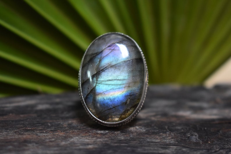 925 silver purple labradorite ring-purple flashy labradorite ring-rainbow labradorite ring-handmade ring-ring for women-design ring