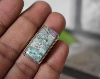 Handmade 925 Silver Natural Ruby Fuchsite Ring