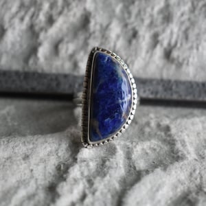 925 silver natural blue sodalite ring-blue sodalite ring-sodalite gemstone ring-drop shape ring-sodalite ring-sodalite design ring