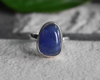 天然ブルータンザナイトストーンシルバーリング、本物のタンザナイト