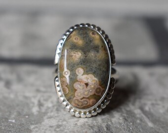 Handgemachte 925 Silber Ocean Jaspis Ring, Naturstein