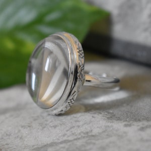 925 silver natural clear quartz ring-clear quartz ring-clear quartz -clear quartz design ring-natural gemstone ring