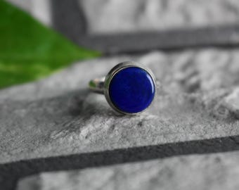 Natural Lapis Lazuli Ring, 925 Sterling Silver, Handmade Design