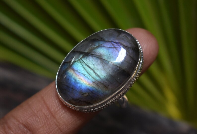 925 silver purple labradorite ring-purple flashy labradorite ring-rainbow labradorite ring-handmade ring-ring for women-design ring