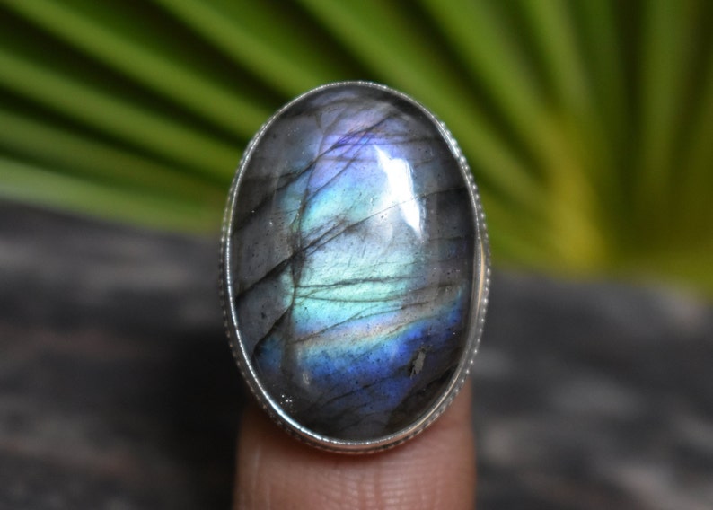 925 silver purple labradorite ring-purple flashy labradorite ring-rainbow labradorite ring-handmade ring-ring for women-design ring