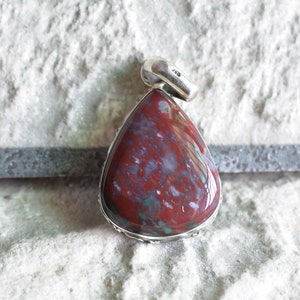 925 silver natural red bloodstone pendant-red bloodstone pendant-blood stone pendant-bloodstone gemstone-design pendant