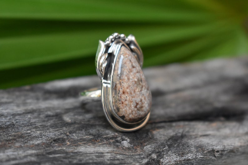 925 silver ocean jasper ring-natural jasper ring-natural ocean jasper ring-ocean jasper ring