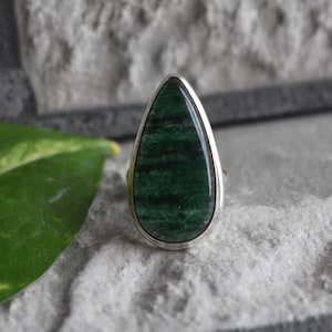925 Silber natürlicher grüner Aventurin-Ring-grüner Edelstein-Ring-Aventurin-Ring-grüner Aventurin-Ring-Design-Ring