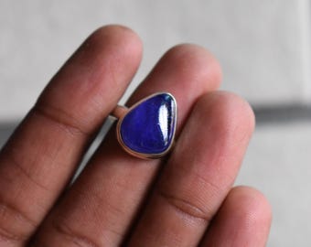 天然ブルータンザナイトストーンシルバーリング、本物のタンザナイト