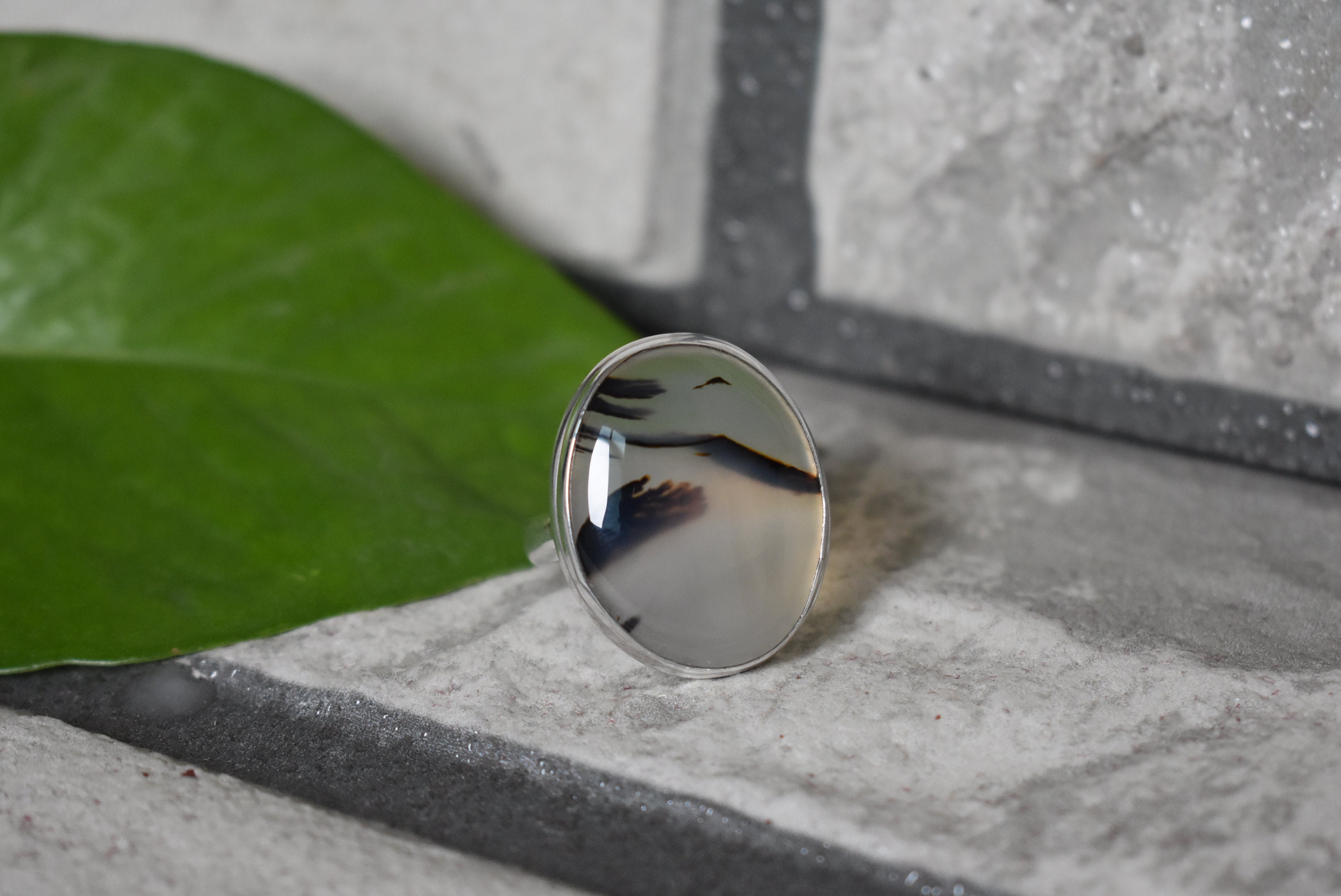 新品モンタナアゲート　シルバーリング 925 シルバー モンタナ アゲート リング - 天然モンタナ アゲート