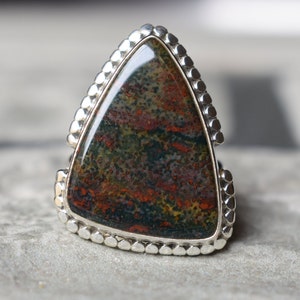 925 silver natural bloodstone ring-blood stone ring-bloodstone ring-green bloodstone ring--bloodstone design ring-bloodstone ring
