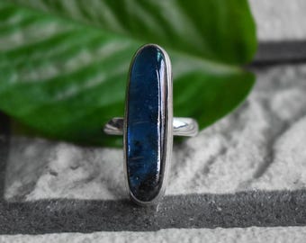 Handgemaakte 925 zilveren blauwe kyanietring - Designring voor dames
