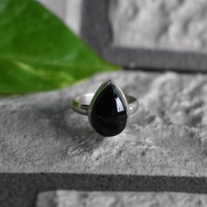 925 silver natural black onyx ring-black onyx ring-onyx ring-natural onyx ring-small onyx ring-handmade ring-ring for women-design ring