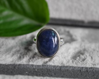 天然ブルータンザナイトストーンシルバーリング、本物のタンザナイト