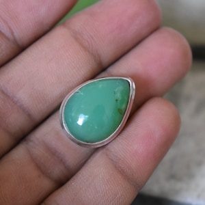 925 silver chrysoprase ring-natural green chrysoprase ring--handmade ring-chrysoprase gemstone ring