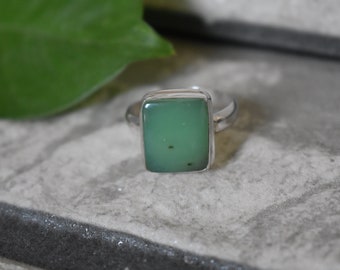 925 silver chrysoprase ring-natural green chrysoprase ring--handmade ring-chrysoprase gemstone ring