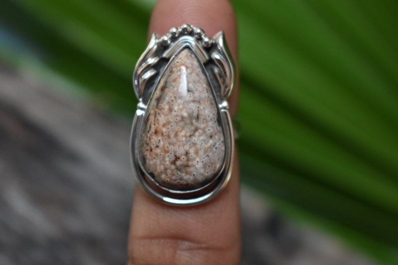 925 silver ocean jasper ring-natural jasper ring-natural ocean jasper ring-ocean jasper ring