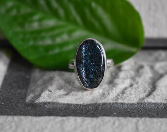 925 zilveren blauwe kyanietring, handgemaakt ontwerp