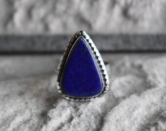 Natural Lapis Lazuli Ring, 925 Sterling Silver, Handmade Design
