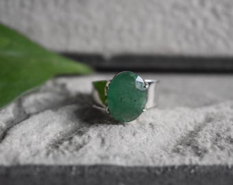 Handmade 6.3 Carat Zambian Emerald Ring, 925 Silver