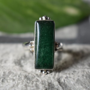 925er Silber natürlicher grüner Aventurin Ring-grüner Edelstein Ring-Aventurin Ring-grüner Aventurin Ring-Design Ring