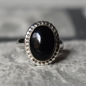 925 silver natural black onyx ring-black onyx ring-onyx ring-natural onyx ring-small onyx ring-handmade ring-ring for women-design ring