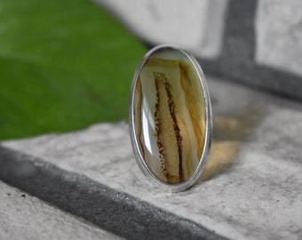 Handmade 925 Silver Montana Agate Ring, Natural Stone