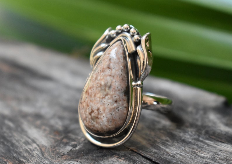 925 silver ocean jasper ring-natural jasper ring-natural ocean jasper ring-ocean jasper ring