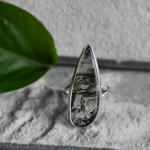 925 silver moss agate ring-natural moss agate ring-agate ring-rare moss agate ringnatural agate ring-handmade ring-design ring