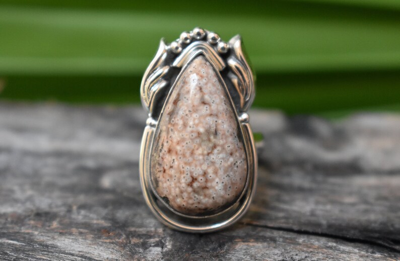925 silver ocean jasper ring-natural jasper ring-natural ocean jasper ring-ocean jasper ring