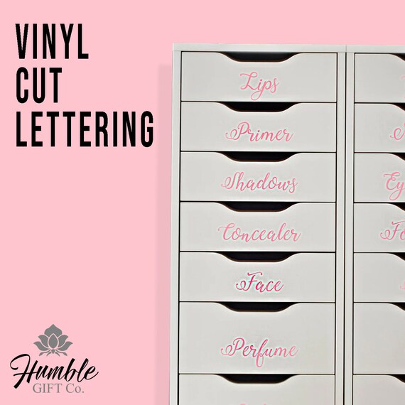 Custom Vinyl Cut Lettering For Makeup Or Storage Drawers Etsy