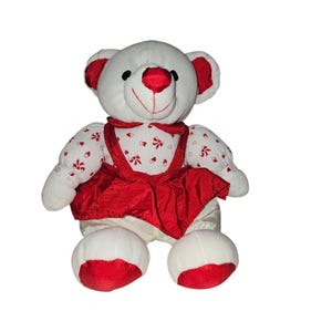 12 &quot;Vintage Carlmax Weihnachten Nylon weiß Teddybär Stofftier PLÜSCHTIER SPIELZEUG