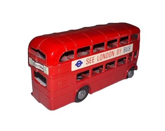 Vintage 70s Lone Star Double Decker Bus See London By Bus Red Diecast
