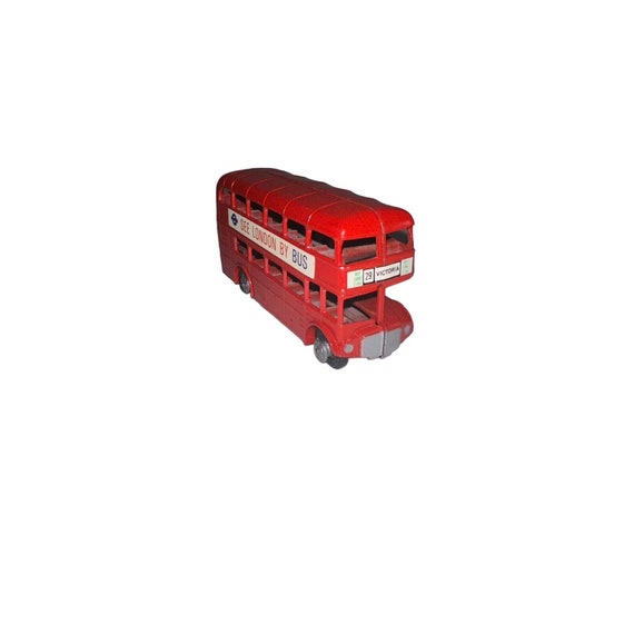 Vintage 70s Lone Star Double Decker Bus See London by Bus Red