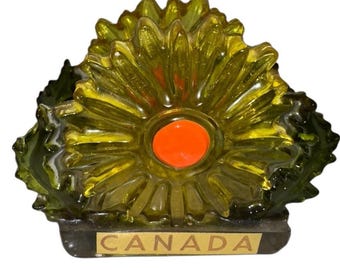 Vintage 60s MCM Missy Crafts Lucite Flower Napkin Holder Made In Canada Yellow