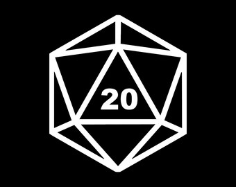 D20 Gaming Car Sticker #114 Icosagon Sticker // 4.75h x 4.25w D20 Decal Gaming Dice Laptop Decal 20 Sided Dice Laptop Sticker