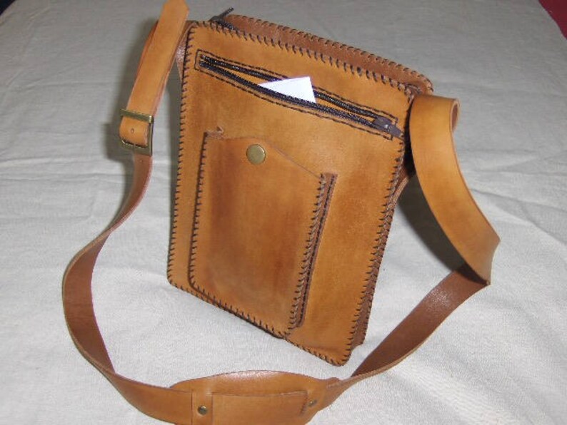 Handmade black leather bag