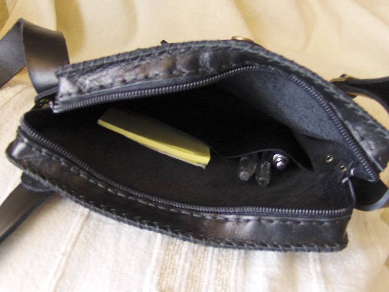 Handmade black leather bag
