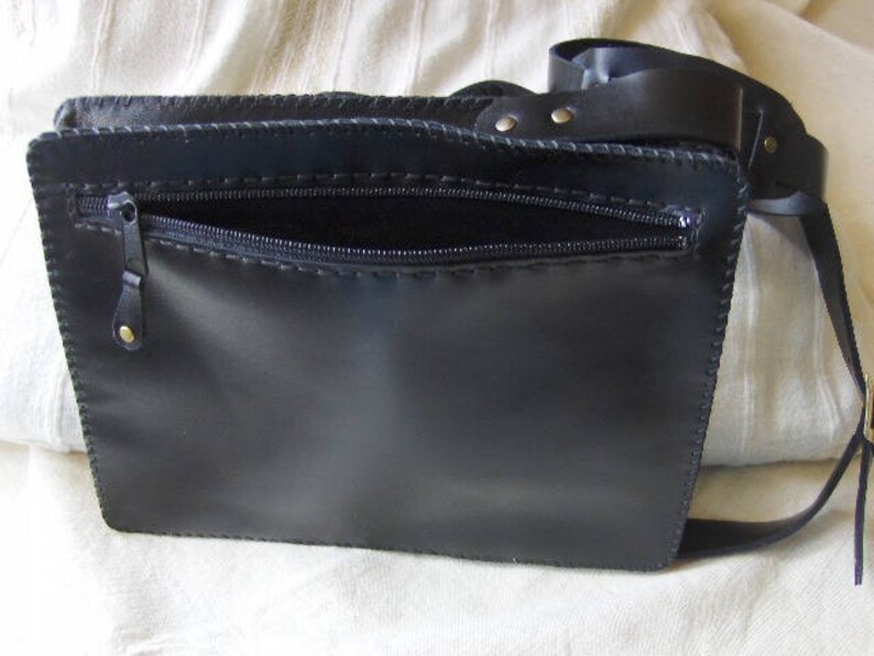 Handmade black leather bag