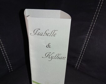 lot de 20 menus carré photophores pour mariage, baptème, communion, ...