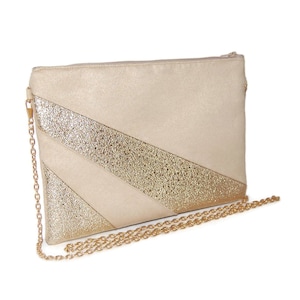 Wedding pouch, beige and gold sequined evening pouch - Wedding pouch - Gift idea for women - After the Beach ©