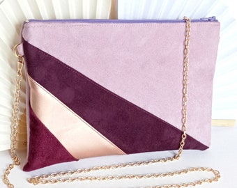 Pochette mariage, sac de soirée violet parme prune or rose bordeaux - Cadeau pour femme témoin mariage demoiselle d'honneur Après la Plage ©