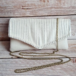 Bolso de pana blanco crudo bolso cartera bolso porta chequera Bolso de mano para mujer Regalo de Navidad Después de la playa.