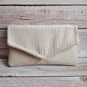 Pochette compagnon velours côtelé beige sable sac portefeuille porte chéquier pochette Sac pochette femme cadeau de Noël  Après la Plage