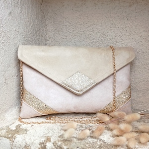 Wedding clutch, evening clutch, golden beige glitter - Envelope clutch, handbag - Après la Plage ©